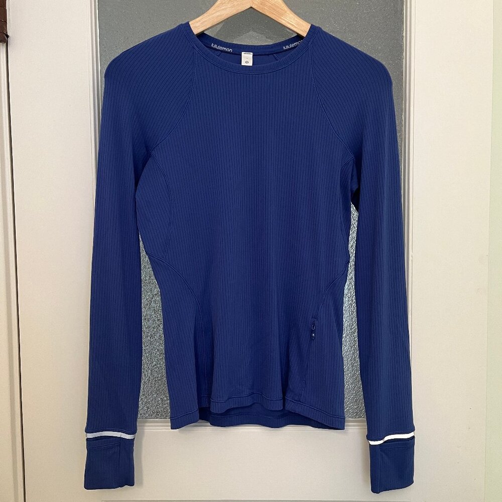 Lululemon "It's Rulu" Ribbed Long Sleeve Shirt - Blue, Size 6